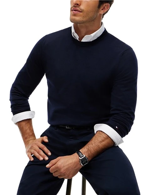 MAGLIA GIROCOLLO IN LANA UOMO BLU SCURO