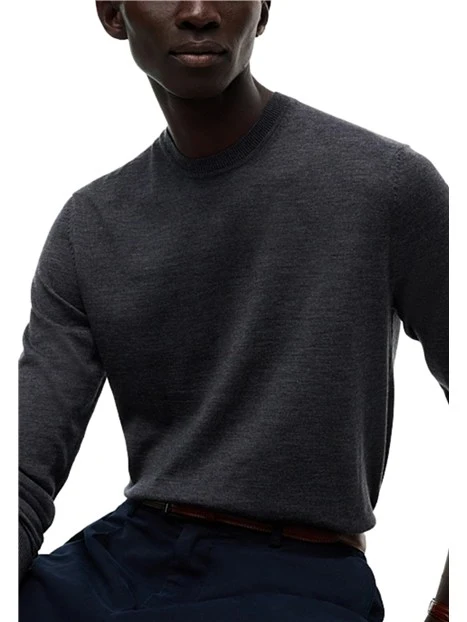 MAGLIA GIROCOLLO IN LANA UOMO GRIGIO SCURO
