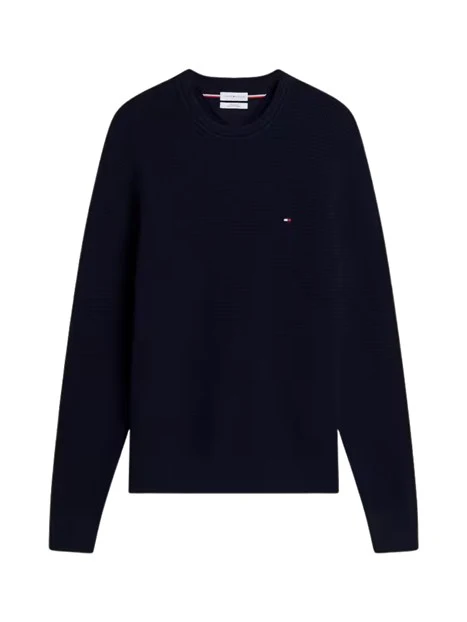 MAGLIA GIROCOLLO LAVORATA CON LOGO UOMO BLU SCURO