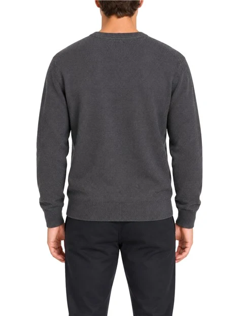 MAGLIA GIROCOLLO IN COTONE MISTO A CASHMERE UOMO GRIGIO