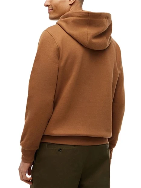 FELPA CON CAPPUCCIO E LOGO RICAMATO UOMO MARRONE