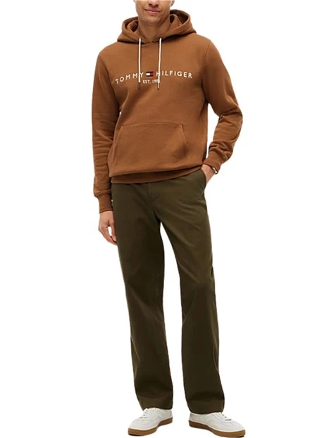 FELPA CON CAPPUCCIO E LOGO RICAMATO UOMO MARRONE