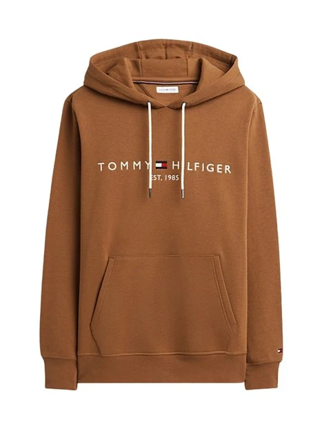 FELPA CON CAPPUCCIO E LOGO RICAMATO UOMO MARRONE