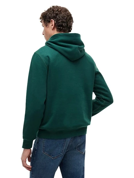 FELPA CON CAPPUCCIO E LOGO RICAMATO UOMO VERDE