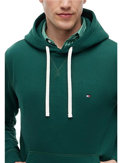 FELPA CON CAPPUCCIO E LOGO RICAMATO UOMO VERDE