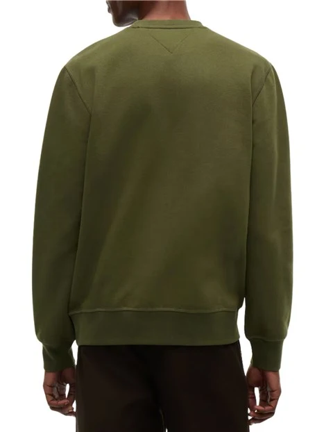 FELPA GIROCOLLO CON MINI LOGO RICAMATO UOMO VERDE OLIVA
