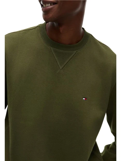 FELPA GIROCOLLO CON MINI LOGO RICAMATO UOMO VERDE OLIVA