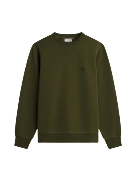 FELPA GIROCOLLO CON MINI LOGO RICAMATO UOMO VERDE OLIVA