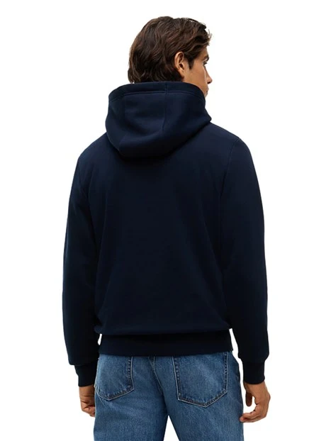 FELPA CON CAPPUCCIO E LOGO FRONTALE UOMO BLU NAVY