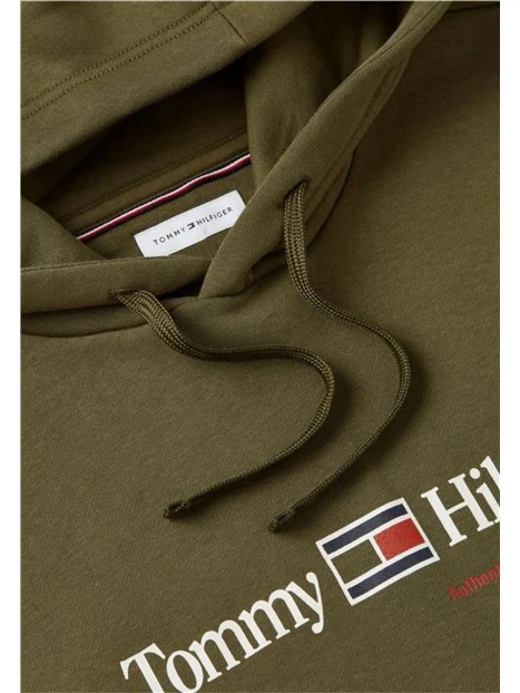 FELPA CON CAPPUCCIO LOGO SUL PETTO UOMO VERDE