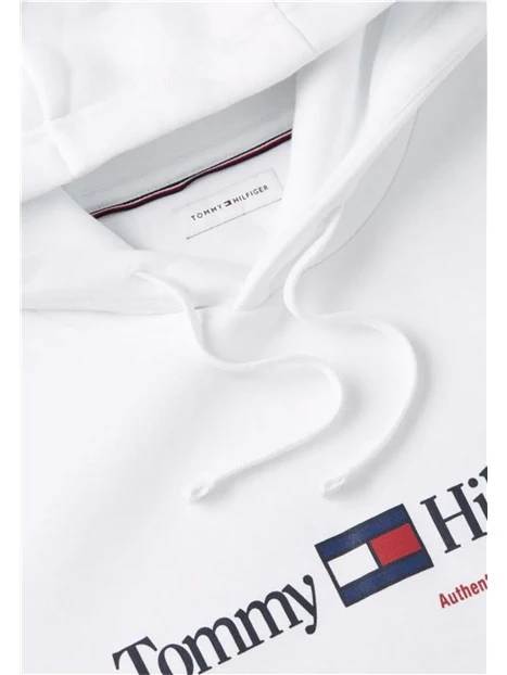 FELPA CON CAPPUCCIO LOGO SUL PETTO UOMO BIANCO