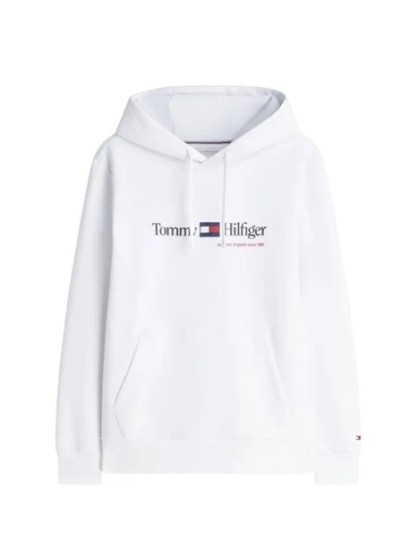 FELPA CON CAPPUCCIO LOGO SUL PETTO UOMO BIANCO