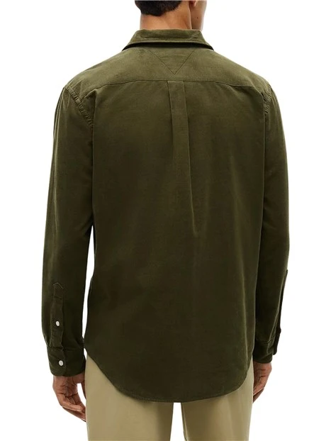 CAMICIA CASUAL IN VELLUTO A COSTE UOMO VERDE