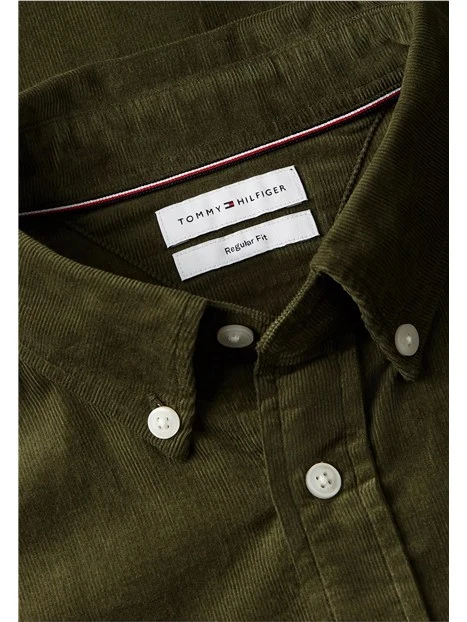 CAMICIA CASUAL IN VELLUTO A COSTE UOMO VERDE