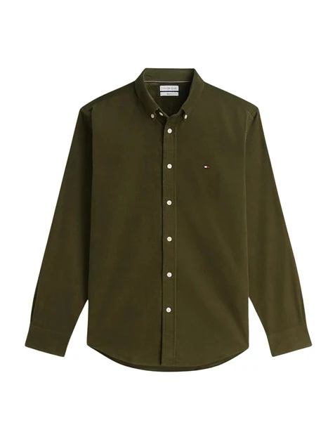 CAMICIA CASUAL IN VELLUTO A COSTE UOMO VERDE