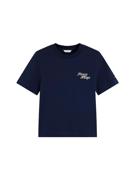 T-SHIRT MANICA CORTA CON LOGO RICAMATO DONNA BLU SCURO