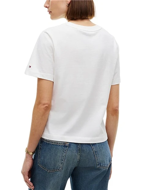 T-SHIRT MANICA CORTA CON LOGO RICAMATO DONNA BIANCO