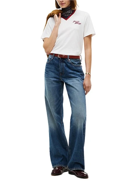 T-SHIRT MANICA CORTA CON LOGO RICAMATO DONNA BIANCO