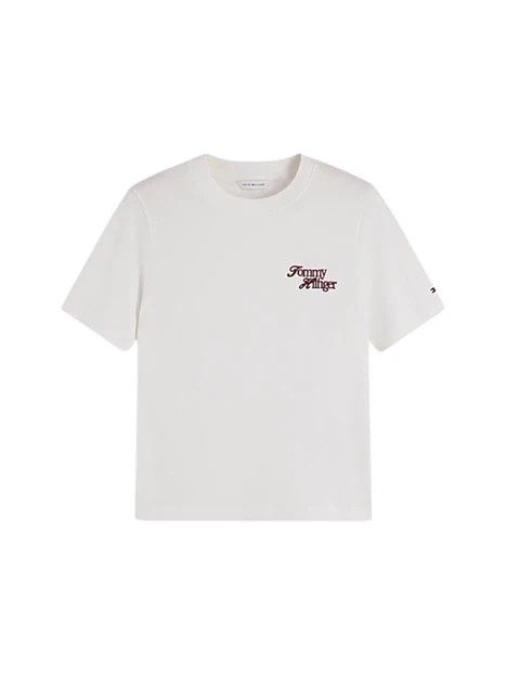 T-SHIRT MANICA CORTA CON LOGO RICAMATO DONNA BIANCO