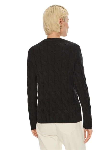 MAGLIA GIROCOLLO A TRECCE DONNA NERO