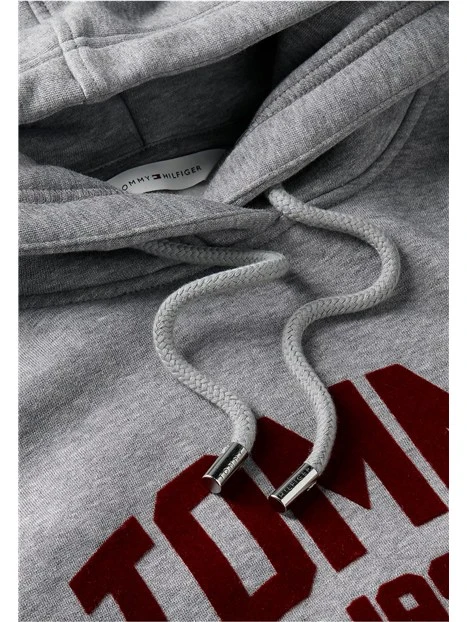 FELPA CON CAPPUCCIO STILE COLLEGE DONNA GRIGIO