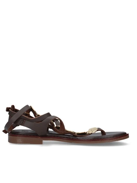 SANDALI TACCO BASSO 5843 DONNA MARRONE