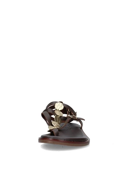SANDALI TACCO BASSO 5843 DONNA MARRONE