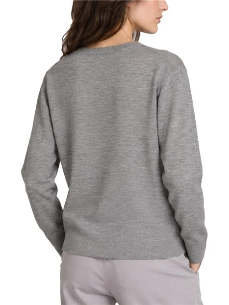 CARDIGAN IN LANA VERGINE CON BOTTONI DONNA GRIGIO