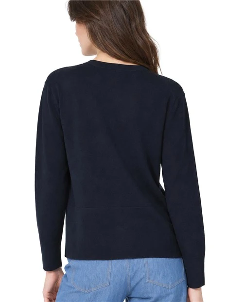 CARDIGAN IN LANA VERGINE CON BOTTONI DONNA BLU SCURO
