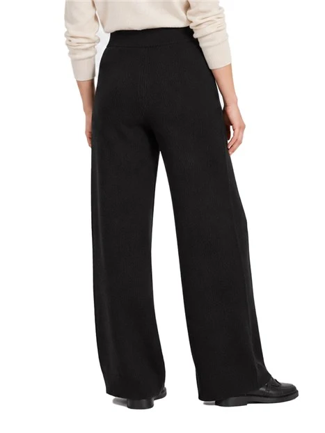 PANTALONI PALAZZO IN MAGLIA DI MISTO VISCOSA DONNA NERO