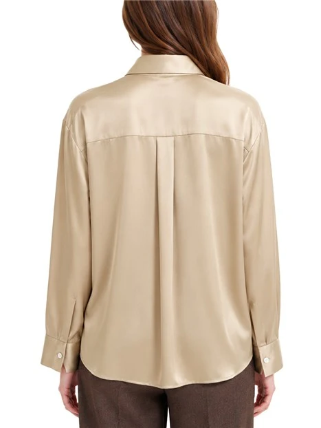 CAMICIA IN RASO DI SETA STRETCH DONNA AVORIO