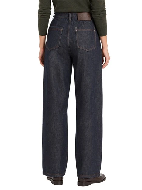PANTALONI PALAZZO STILE BARREL IN JERSEY EFFETTO DENIM DONNA BLU