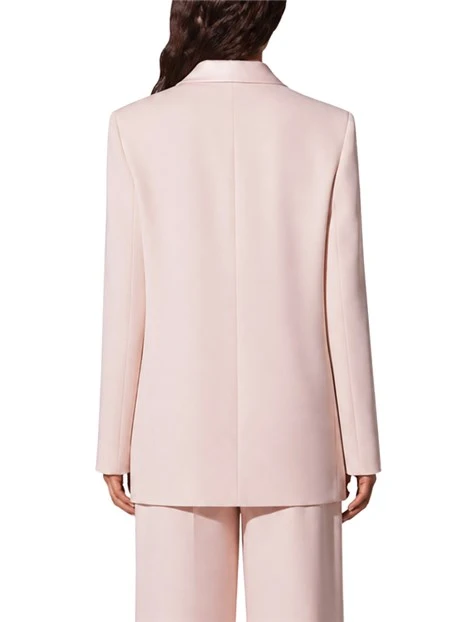 BLAZER IN RASO LUCIDO CON CINTURA CON FIORE REMOVIBILE DONNA ROSA