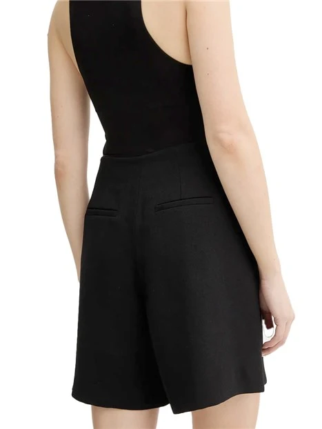 SHORTS IN CREPE ENVERS SATIN CON VITA ALTA DONNA NERO