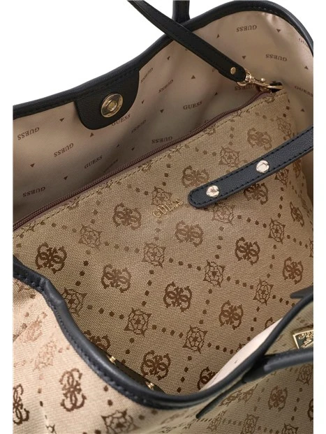 BORSA SHOPPING CON LOGO STAMPATO ALL OVER DONNA BEIGE