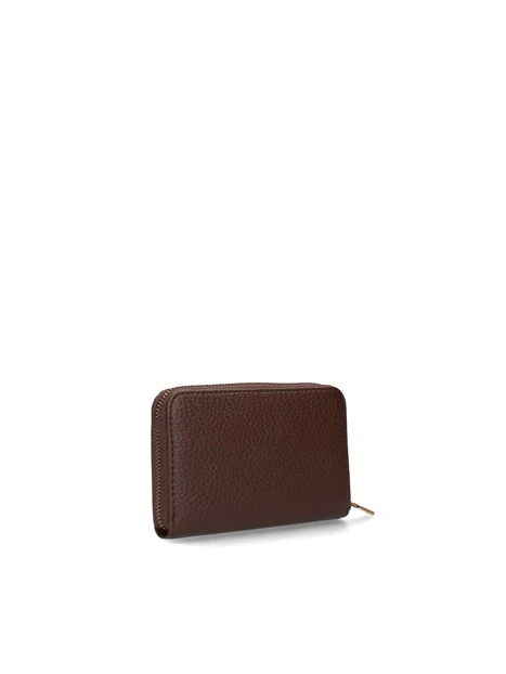 PORTAFOGLIO COMPATTO CON LOGO METALLICO DONNA MARRONE