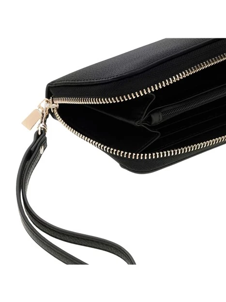 PORTAFOGLIO CON ZIP E POLSIERA DONNA NERO