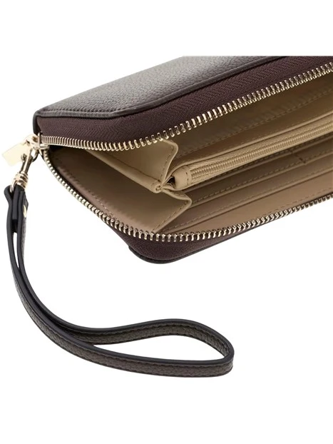 PORTAFOGLIO CON ZIP E POLSIERA DONNA MARRONE