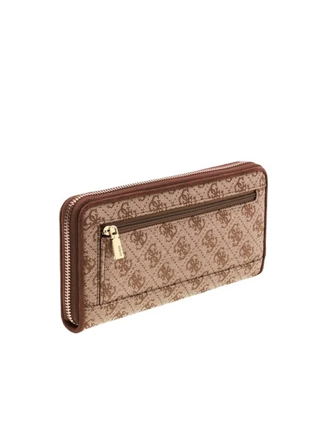 PORTAFOGLIO CON LOGO ALL OVER E ZIP DONNA BEIGE
