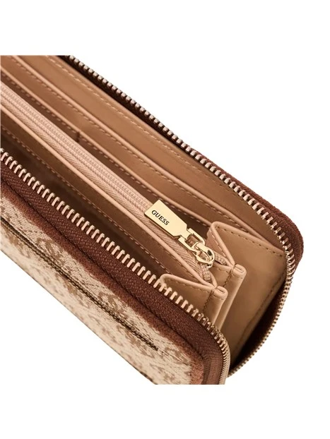 PORTAFOGLIO CON LOGO ALL OVER E ZIP DONNA BEIGE