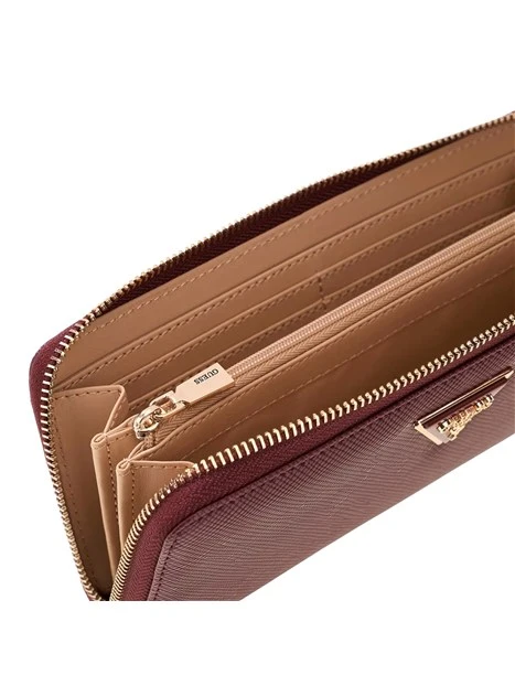 PORTAFOGLIO CON ZIP DONNA BORDEAUX