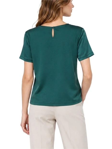 T-SHIRT MANICA CORTA GIROCOLLO IN RASO CON INSERTO SUL RETRO DONNA VERDE