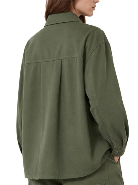 GIACCA CORTA A CAMICIA CON PATCH APPLICATI DONNA VERDE