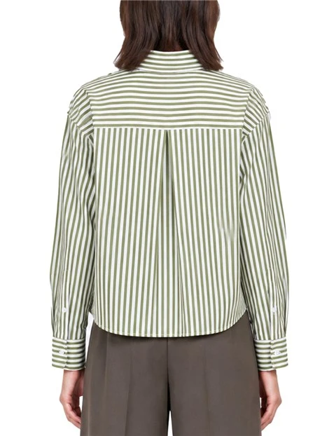 CAMICIA BOXY IN POPELINE DI PURO COTONE DONNA VERDE