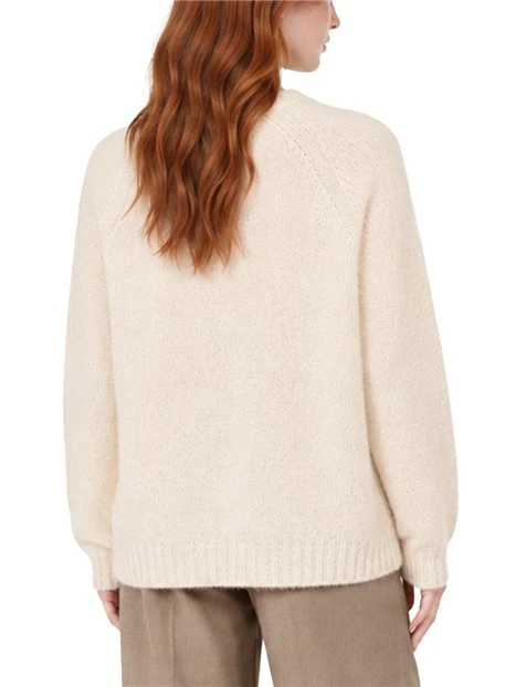MAGLIA GIROCOLLO IN MISTO ALPACA E COTONE DONNA BEIGE