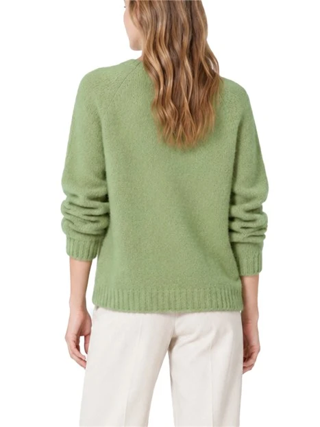 MAGLIA GIROCOLLO IN MISTO ALPACA E COTONE DONNA VERDE