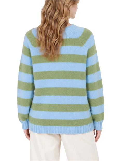 MAGLIA GIROCOLLO IN MISTO ALPACA E COTONE DONNA AZZURRO