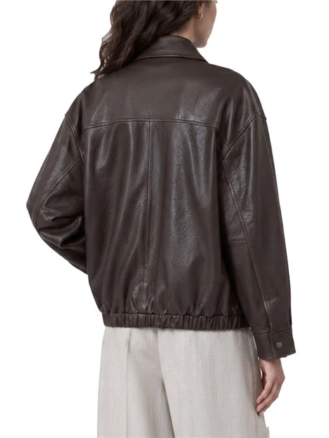 GIACCA IN PELLE MODELLO BOMBER IN NAPPA DONNA MARRONE