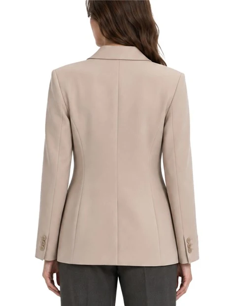BLAZER MONOPETTO IN PURA LANA NATURAL STRETCH DONNA BEIGE