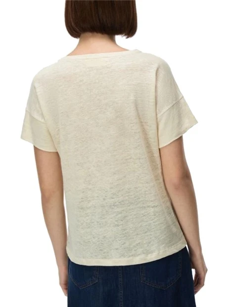 T-SHIRT MANICA CORTA IN LINO DONNA BEIGE